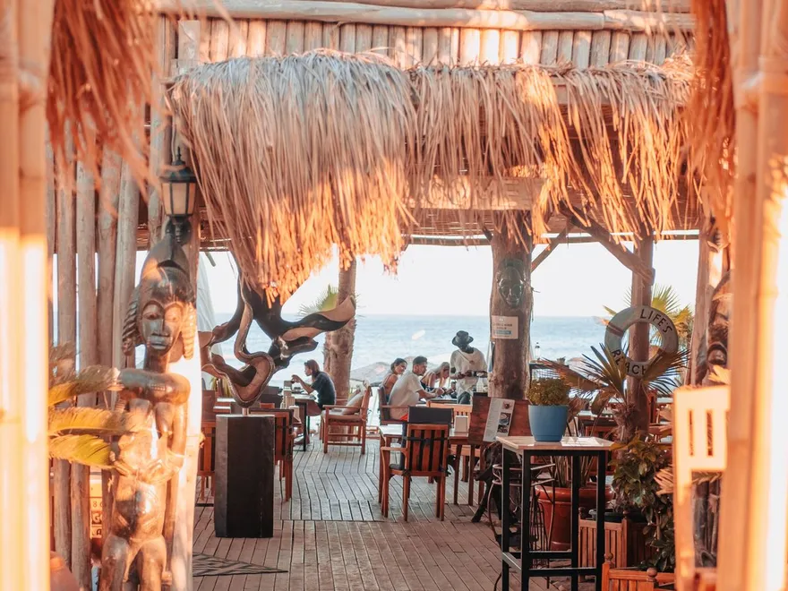 Beach bar in golden light